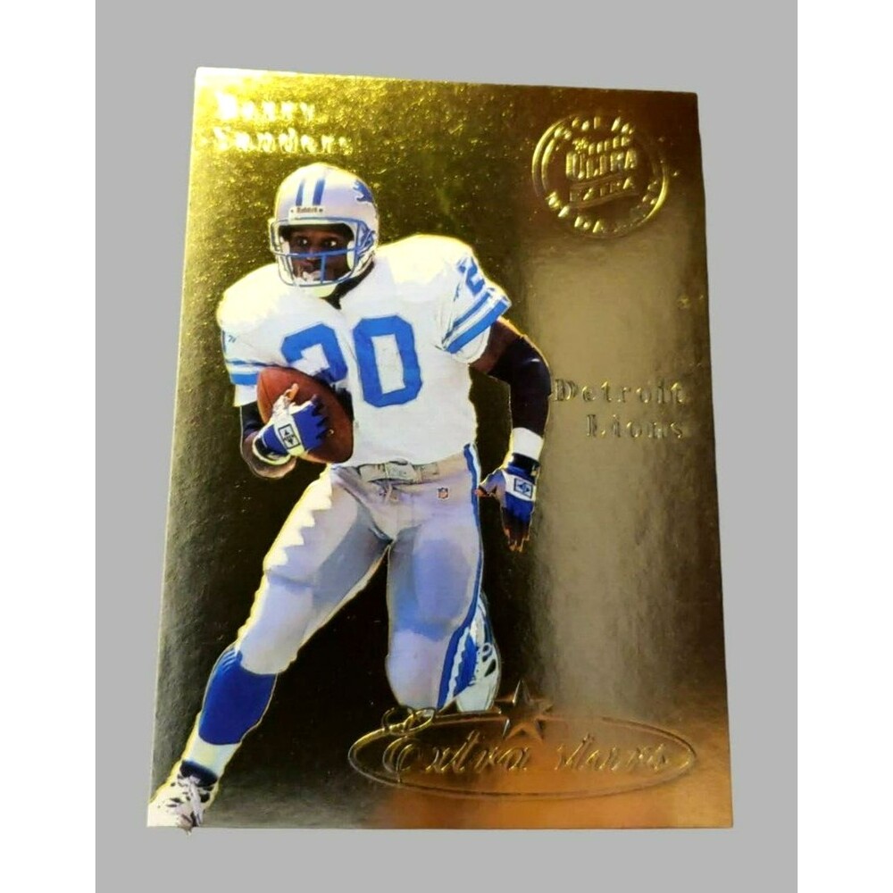 1995 Fleer Ultra BARRY SANDERS Extra Stars Gold Medallion NFL Football Card #489